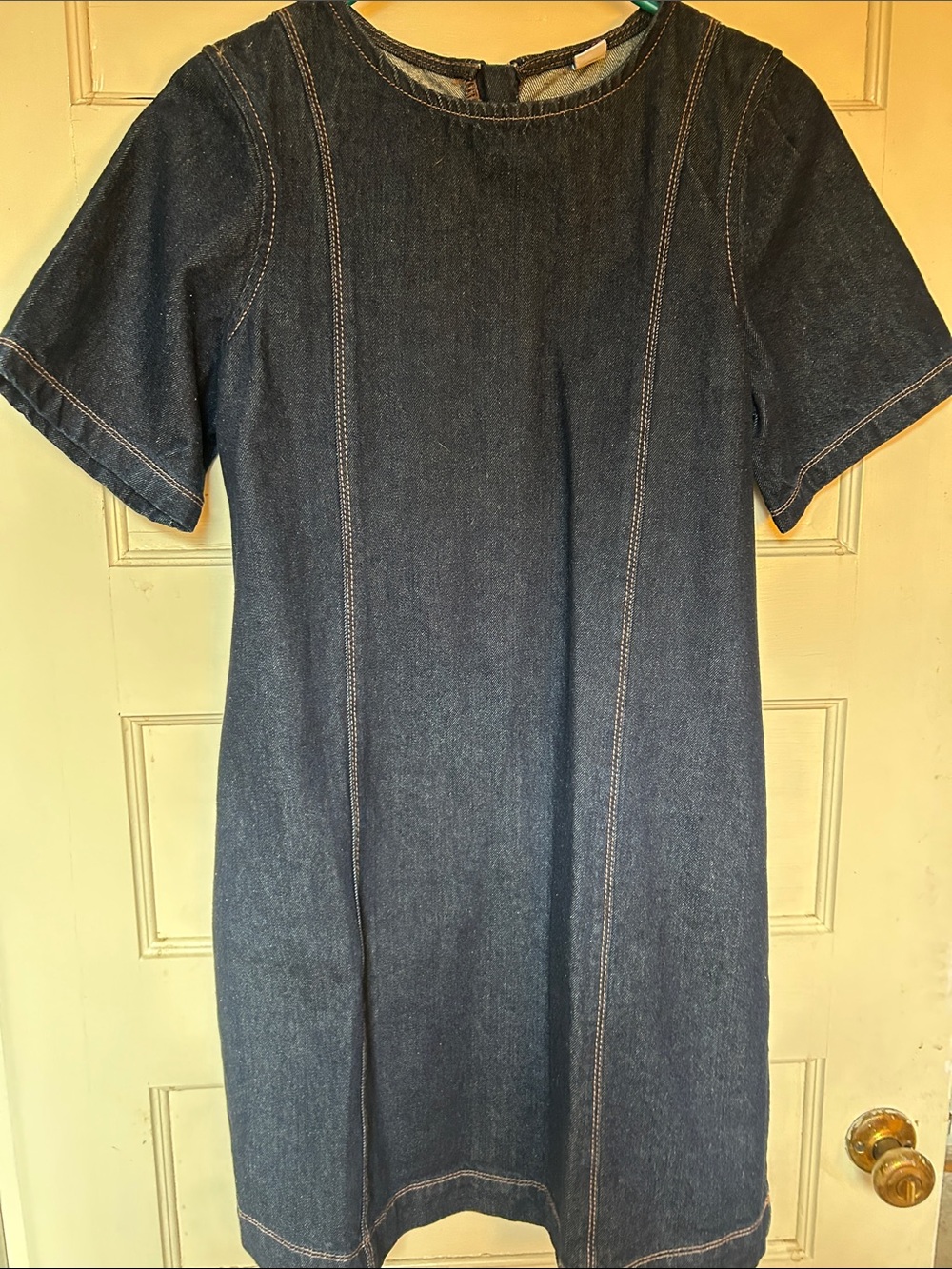 Old Navy Dark Blue Denim Midi Shift Dress